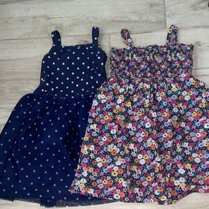 Gap Girls 5T Navy Polka Dot Tule Sundress Floral Ruching Layered Dress